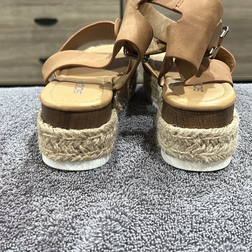 Soda open toe buckle ankle strap espadrilles flatform wedges